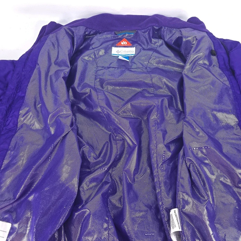 Columbia Omni Heat Puffer Coat Girls Large Deep Purple Full Zip‎ Hooded Winter
